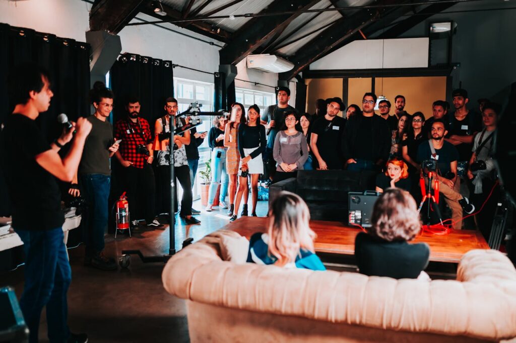 Group of People Standing Inside Room